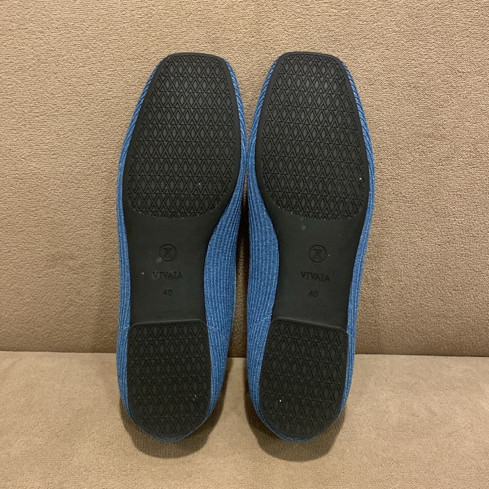 VIVAIA Margot Square-Toe V-Cut Knitted Flats Denim Blue Size 40 great used - Picture 9 of 12